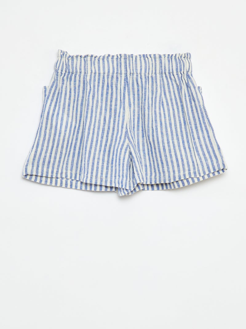 Pantalón corto vaporoso de rayas AZUL - Kiabi