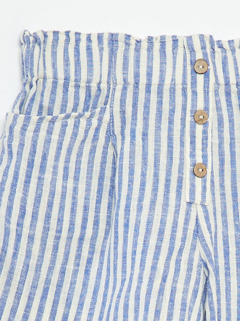 Pantalón corto vaporoso de rayas AZUL - Kiabi