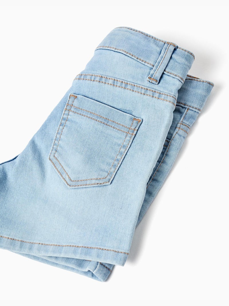 Pantalón corto vaquero ajustado con cinco bolsillos Azul claro - Kiabi