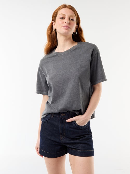 Pantalón corto vaquero con bolsillos trenzados - Kiabi