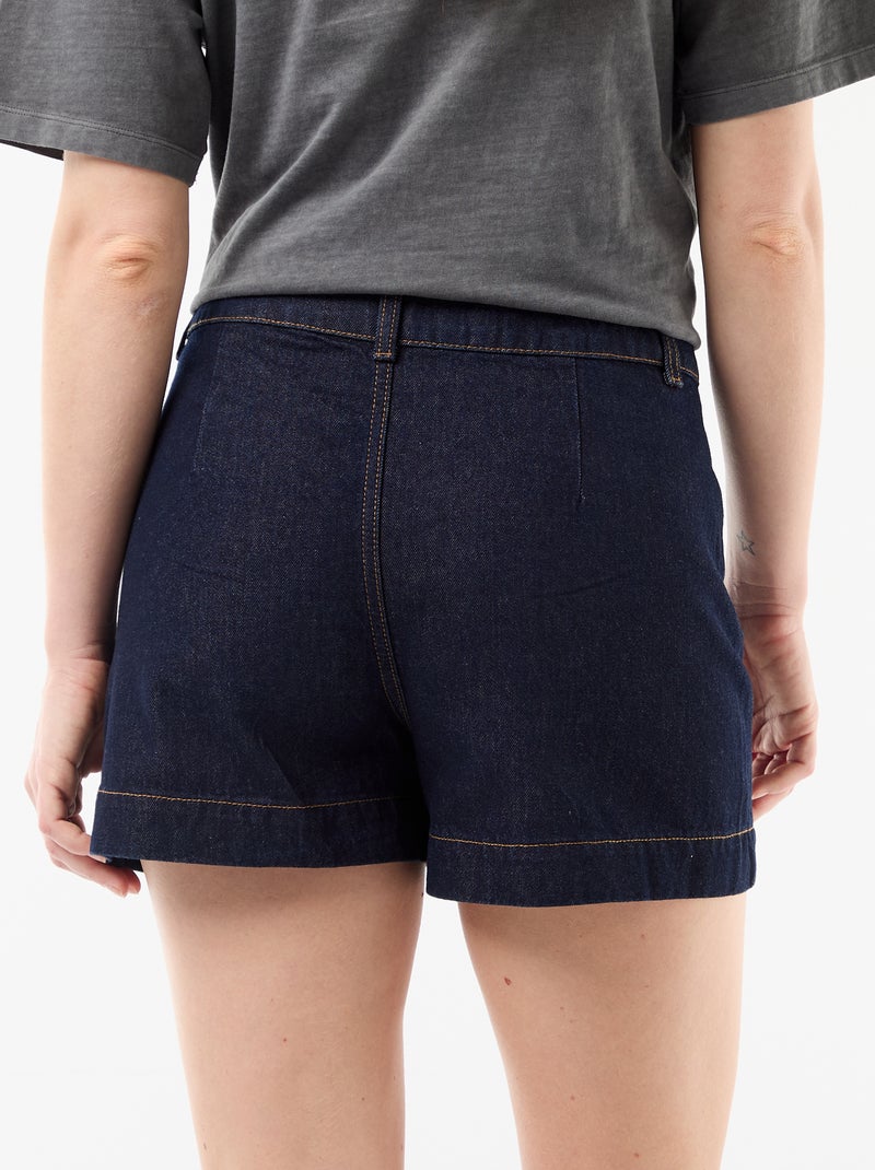 Pantalón corto vaquero con bolsillos trenzados Azul - Kiabi