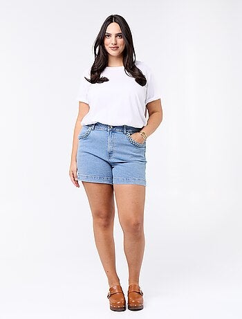 Pantalón corto vaquero con bolsillos trenzados