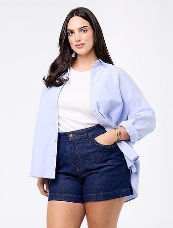 Pantalón corto vaquero con bolsillos trenzados