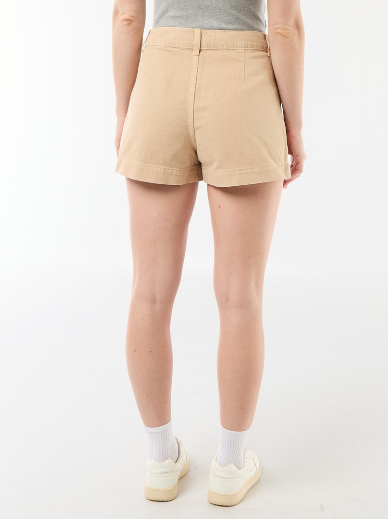 Pantalón corto vaquero con bolsillos trenzados Beige - Kiabi