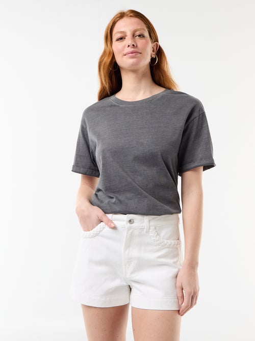 Pantalón corto vaquero con bolsillos trenzados - Kiabi