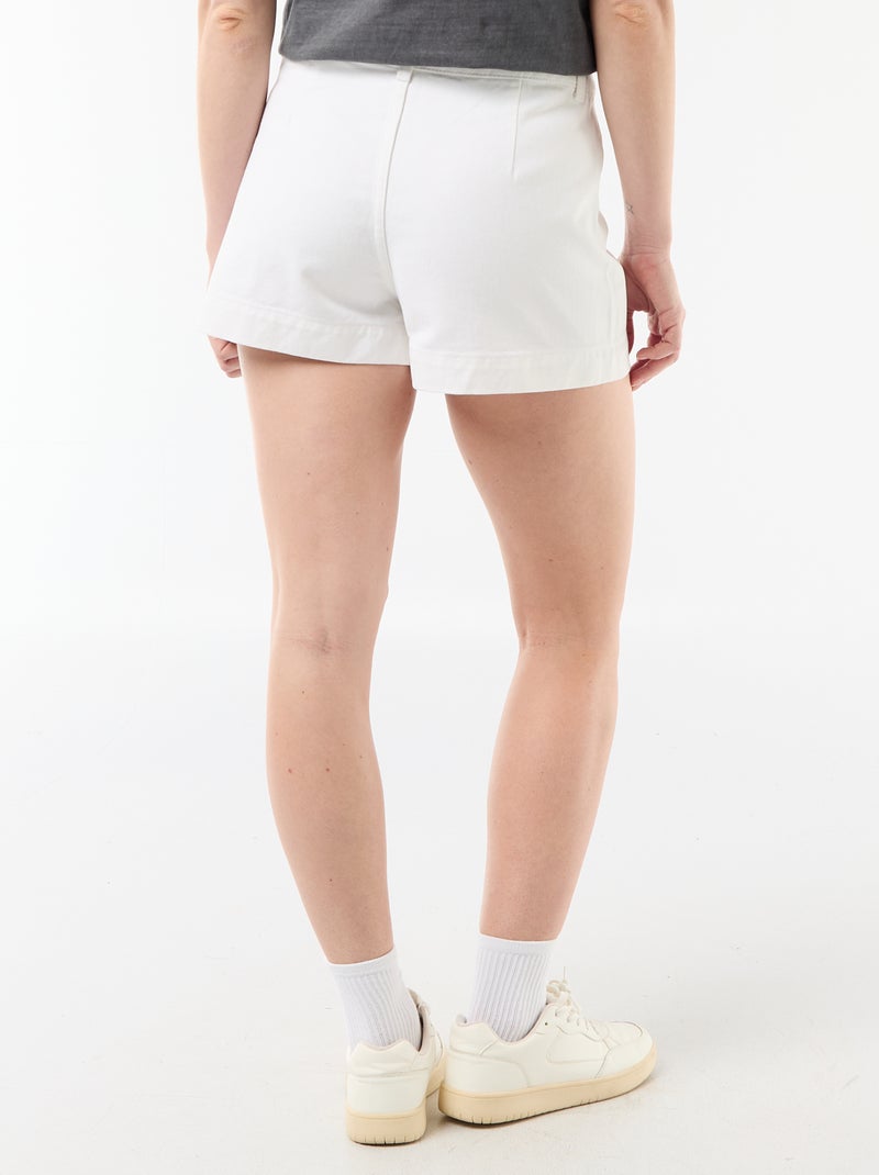Pantalón corto vaquero con bolsillos trenzados Blanco - Kiabi