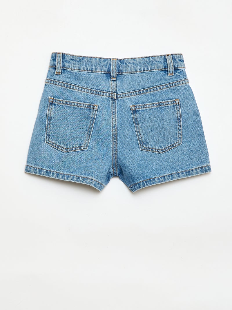 Pantalón corto vaquero con bordados Azul - Kiabi