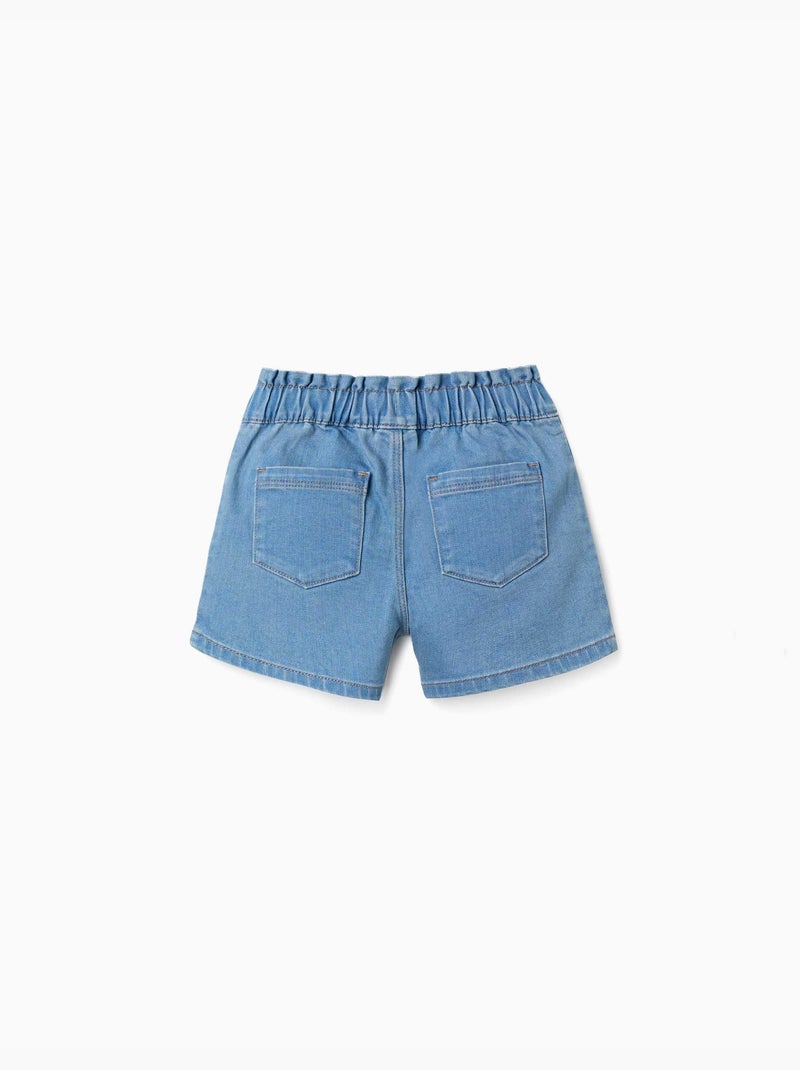 Pantalón corto vaquero con cintura elástica Azul claro - Kiabi