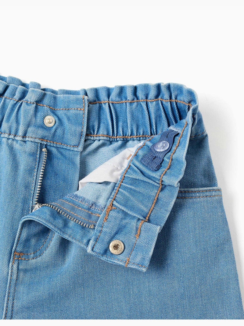 Pantalón corto vaquero con cintura elástica Azul claro - Kiabi