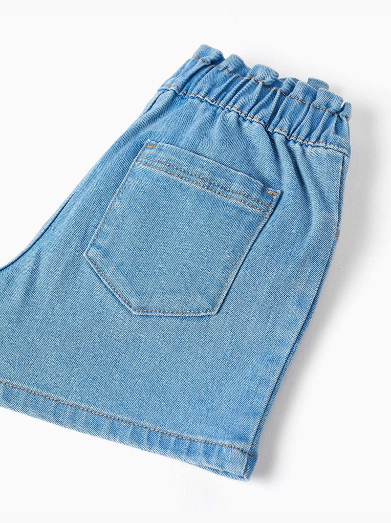 Pantalón corto vaquero con cintura elástica Azul claro - Kiabi