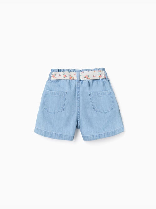 Pantalón corto vaquero con cinturón floral - Kiabi