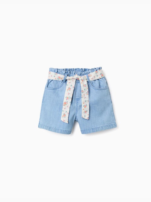 Pantalón corto vaquero con cinturón floral - Kiabi Pantalón corto vaquero con cinturón floral - Kiabi