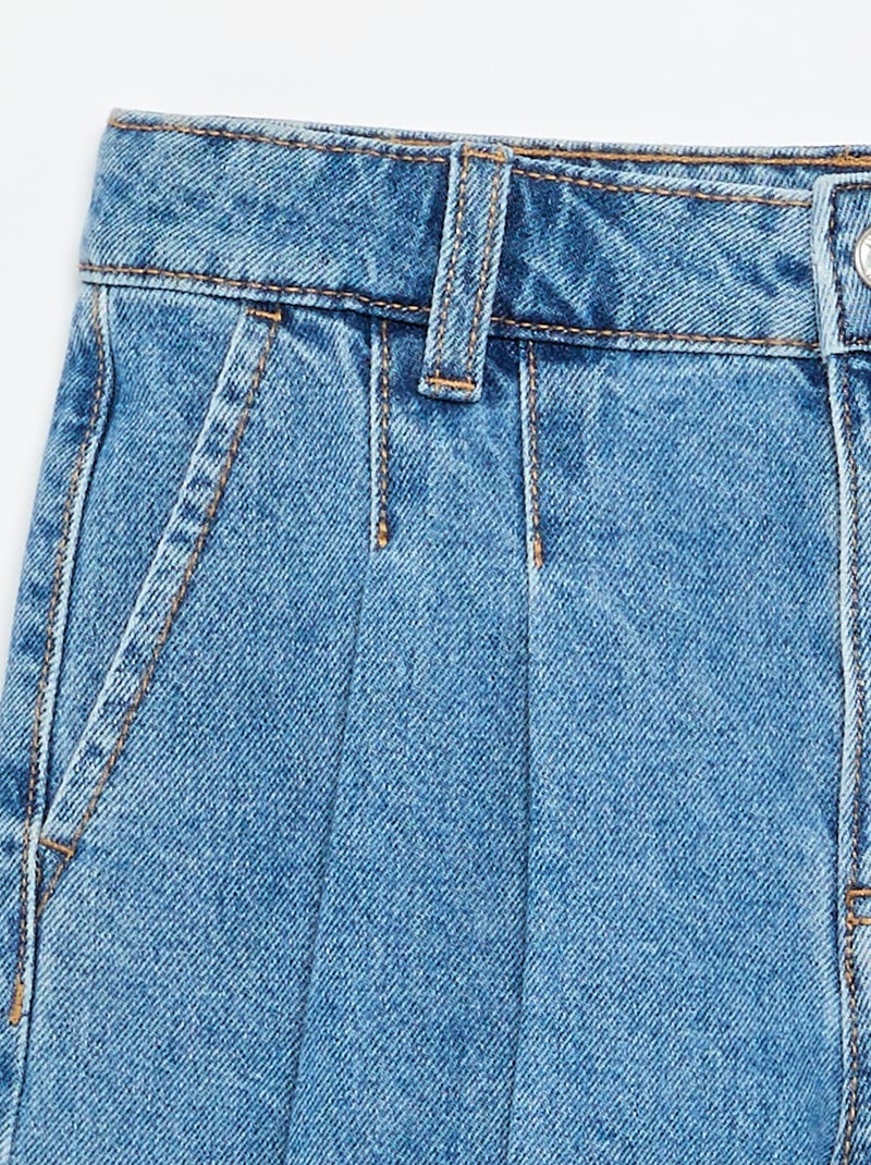 Pantalón corto vaquero con efecto plisado Azul - Kiabi