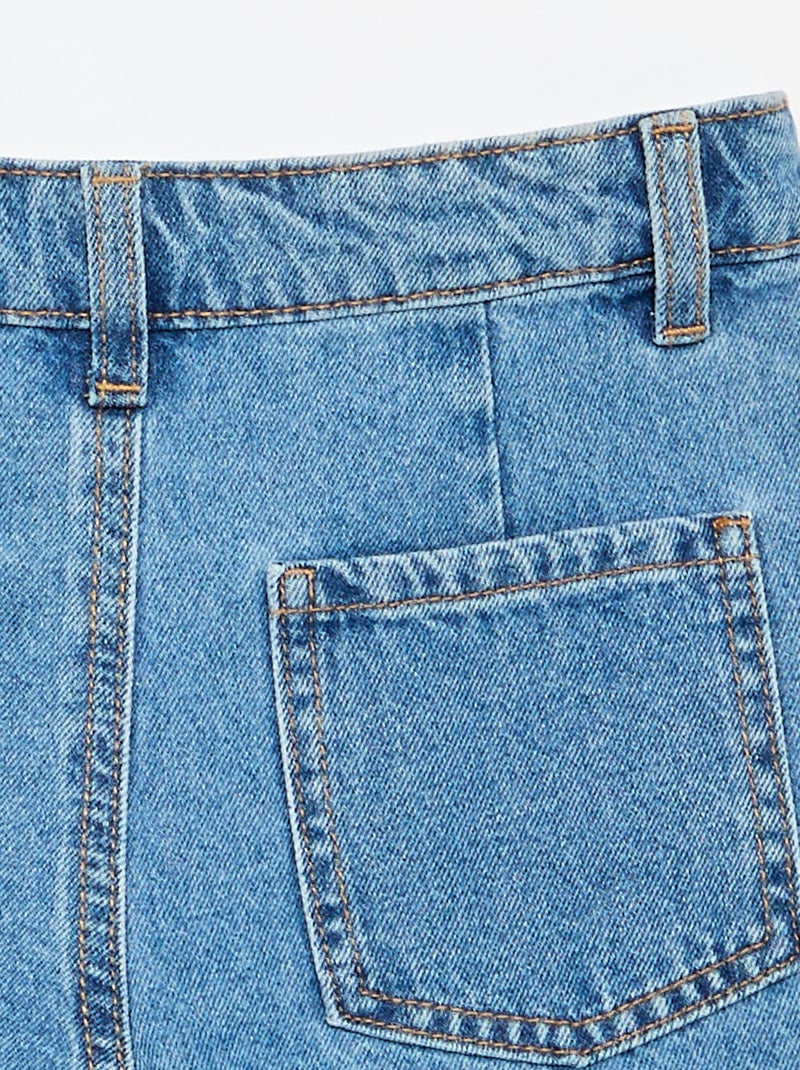 Pantalón corto vaquero con efecto plisado Azul - Kiabi