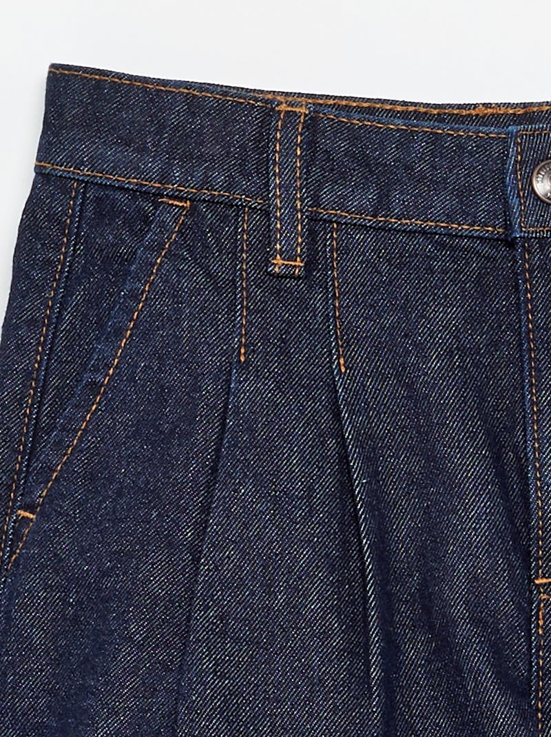 Pantalón corto vaquero con efecto plisado Azul - Kiabi