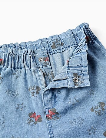Pantalón corto vaquero con Minnie y cintura elástica