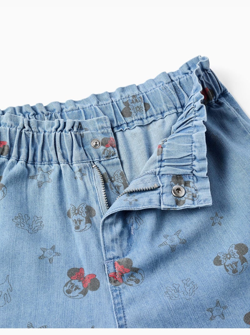 Pantalón corto vaquero con Minnie y cintura elástica Azul Azul - Kiabi