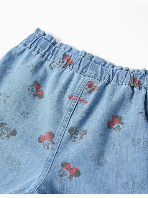 Pantalón corto vaquero con Minnie y cintura elástica - Kiabi