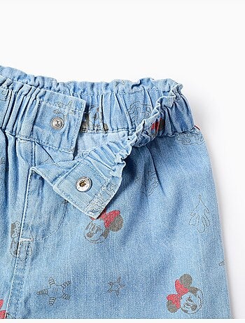 Pantalón corto vaquero con Minnie y cintura elástica
