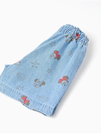 Pantalón corto vaquero con Minnie y cintura elástica