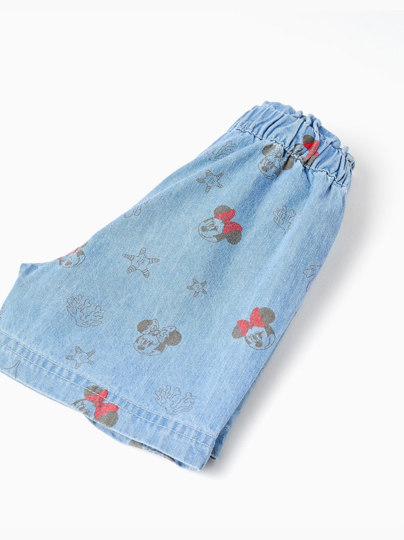 Pantalón corto vaquero con Minnie y cintura elástica Azul Azul - Kiabi