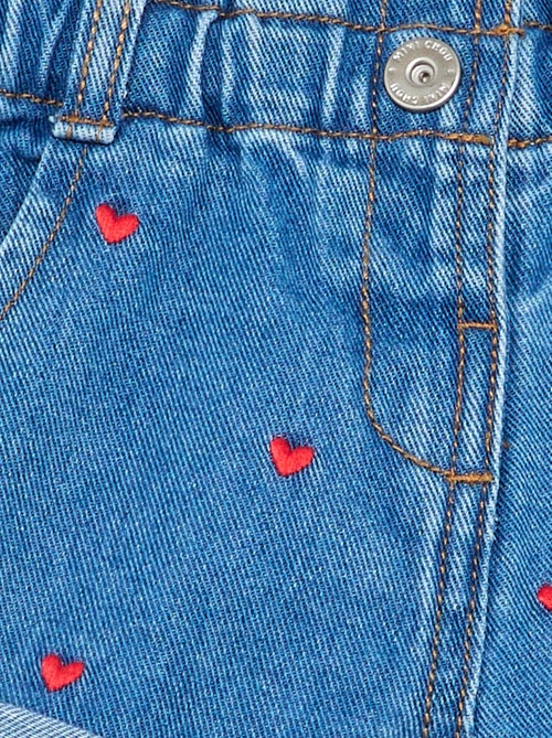 Pantalón corto vaquero con motivo de corazón - Kiabi