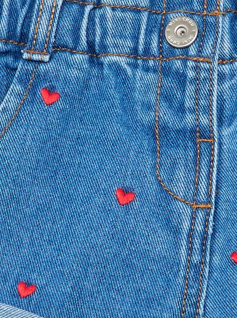 Pantalón corto vaquero con motivo de corazón Rojo - Kiabi