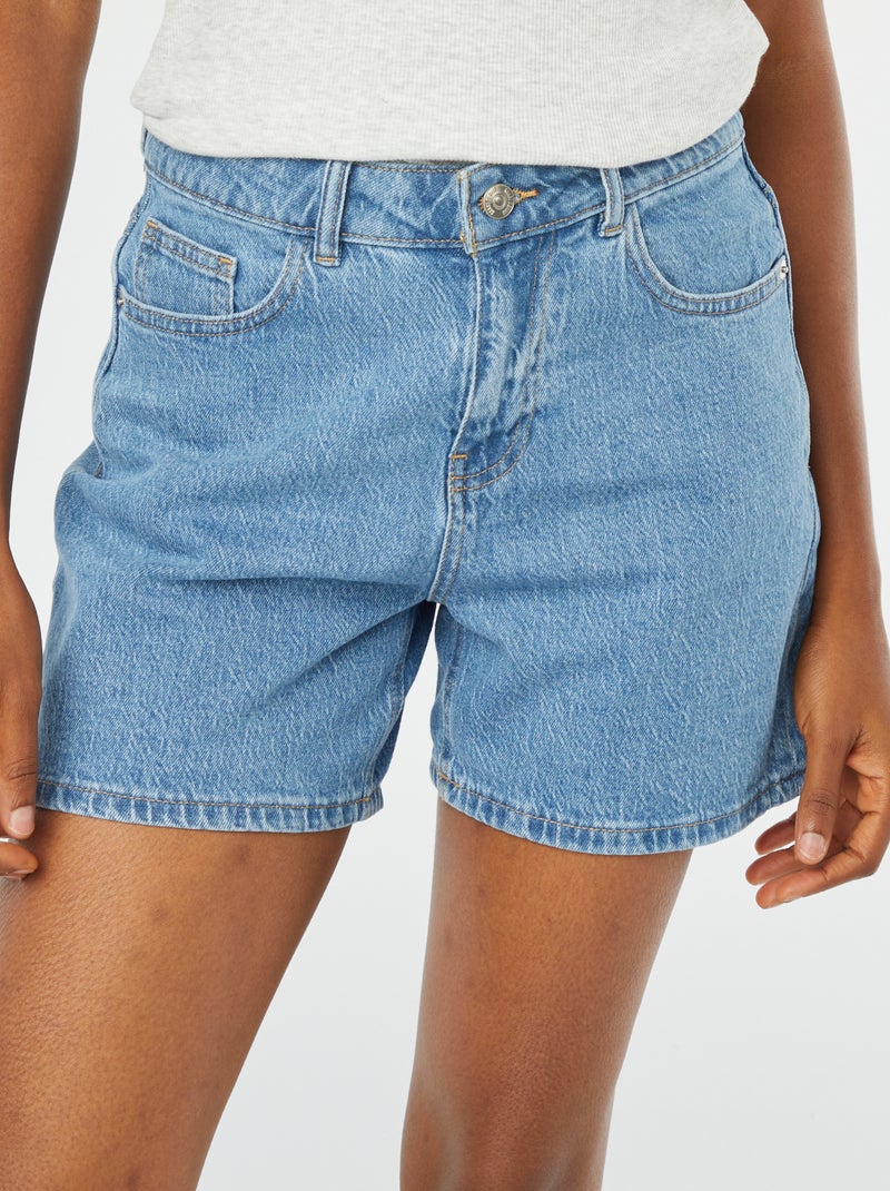 Pantalón corto vaquero de tiro alto AZUL - Kiabi