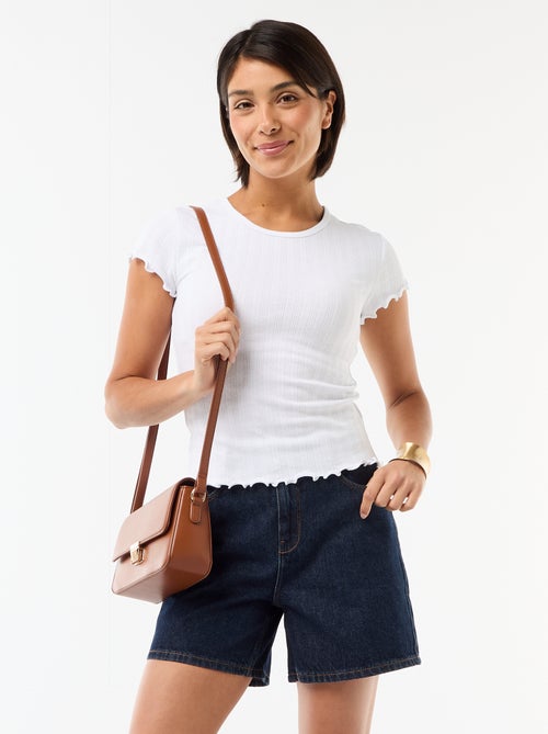 Pantalón corto vaquero de tiro alto - Kiabi