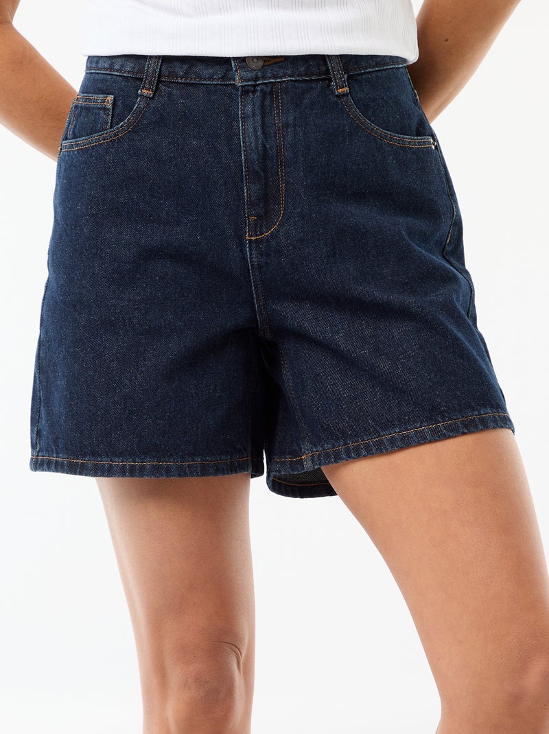 Pantalón corto vaquero de tiro alto Azul - Kiabi