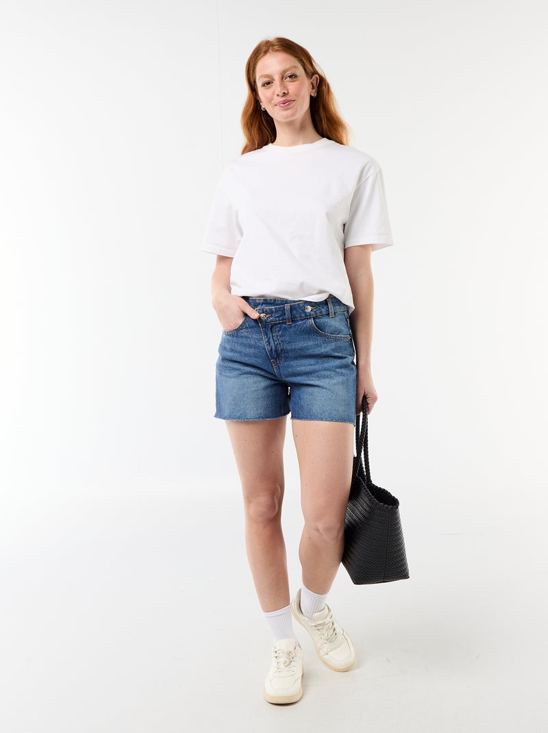 Pantalón corto vaquero de tiro alto Azul - Kiabi
