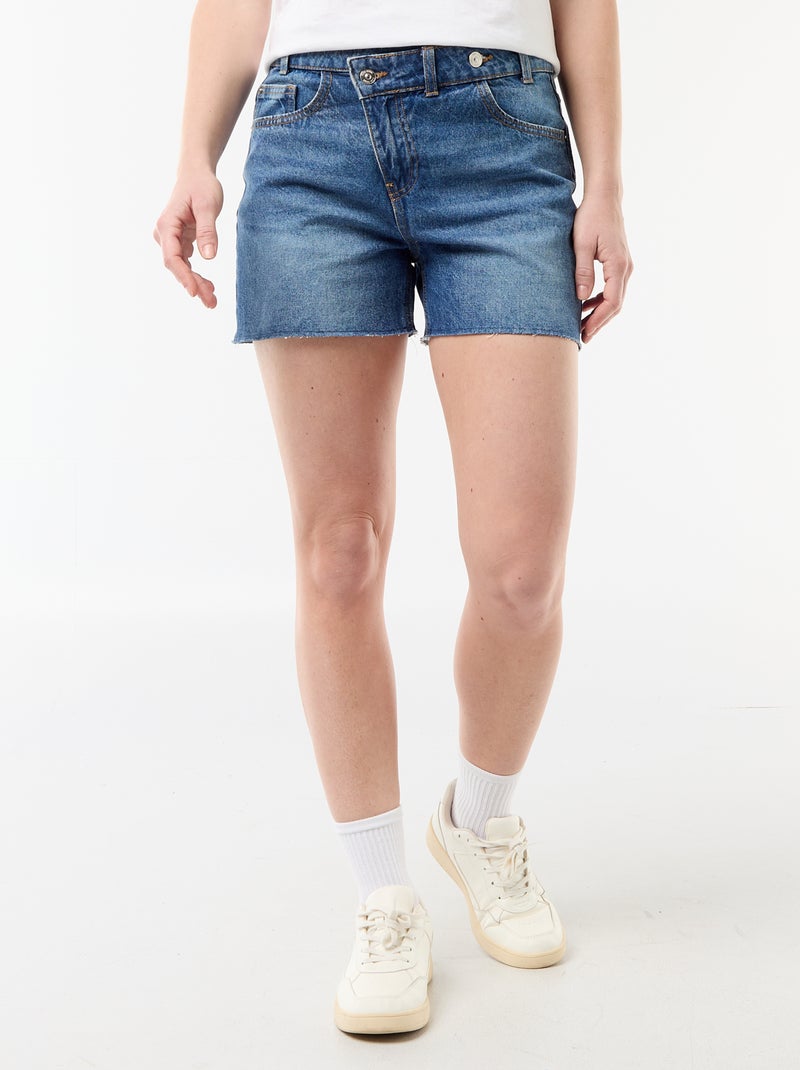 Pantalón corto vaquero de tiro alto Azul - Kiabi