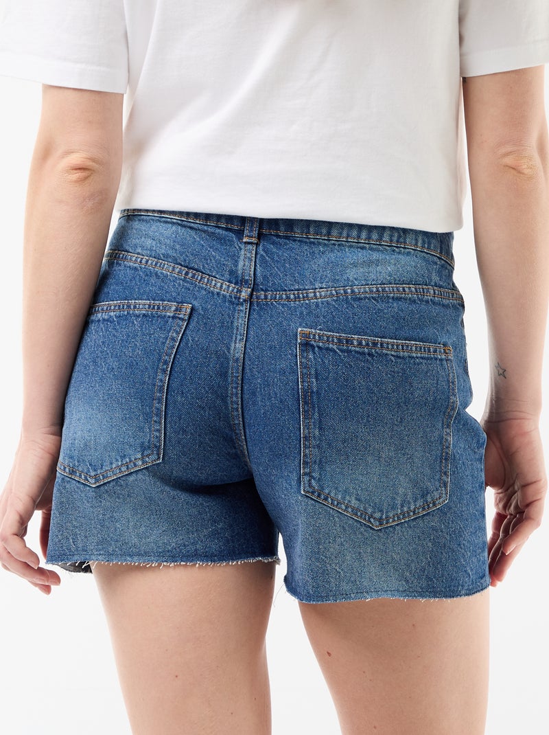 Pantalón corto vaquero de tiro alto Azul - Kiabi