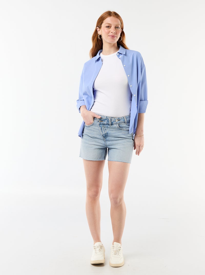 Pantalón corto vaquero de tiro alto Azul - Kiabi