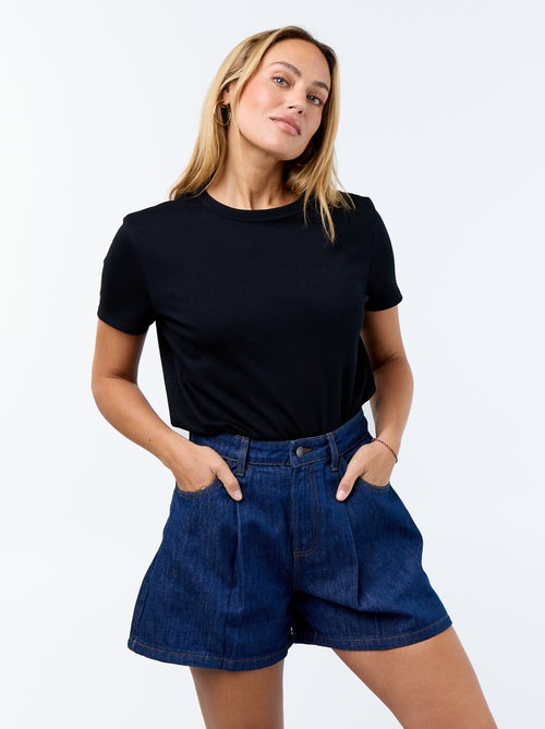 Pantalón corto vaquero de tiro alto - Kiabi