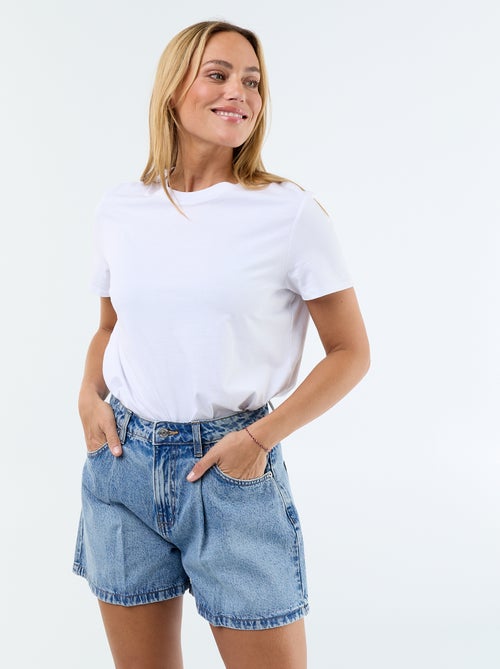 Pantalón corto vaquero de tiro alto - Kiabi