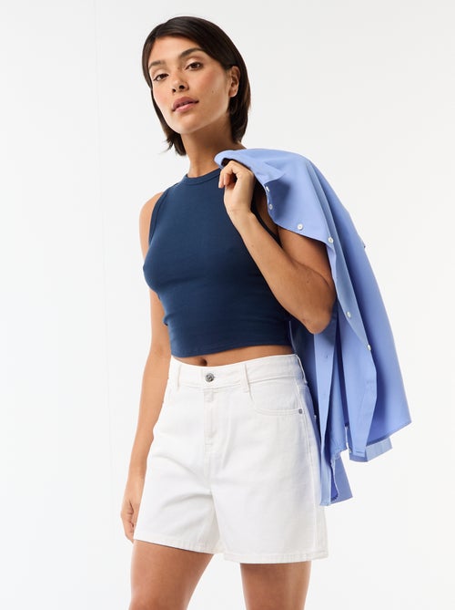 Pantalón corto vaquero de tiro alto - Kiabi