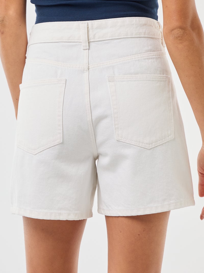 Pantalón corto vaquero de tiro alto Blanco - Kiabi