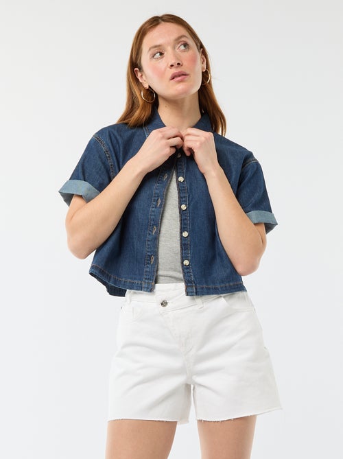 Pantalón corto vaquero de tiro alto - Kiabi