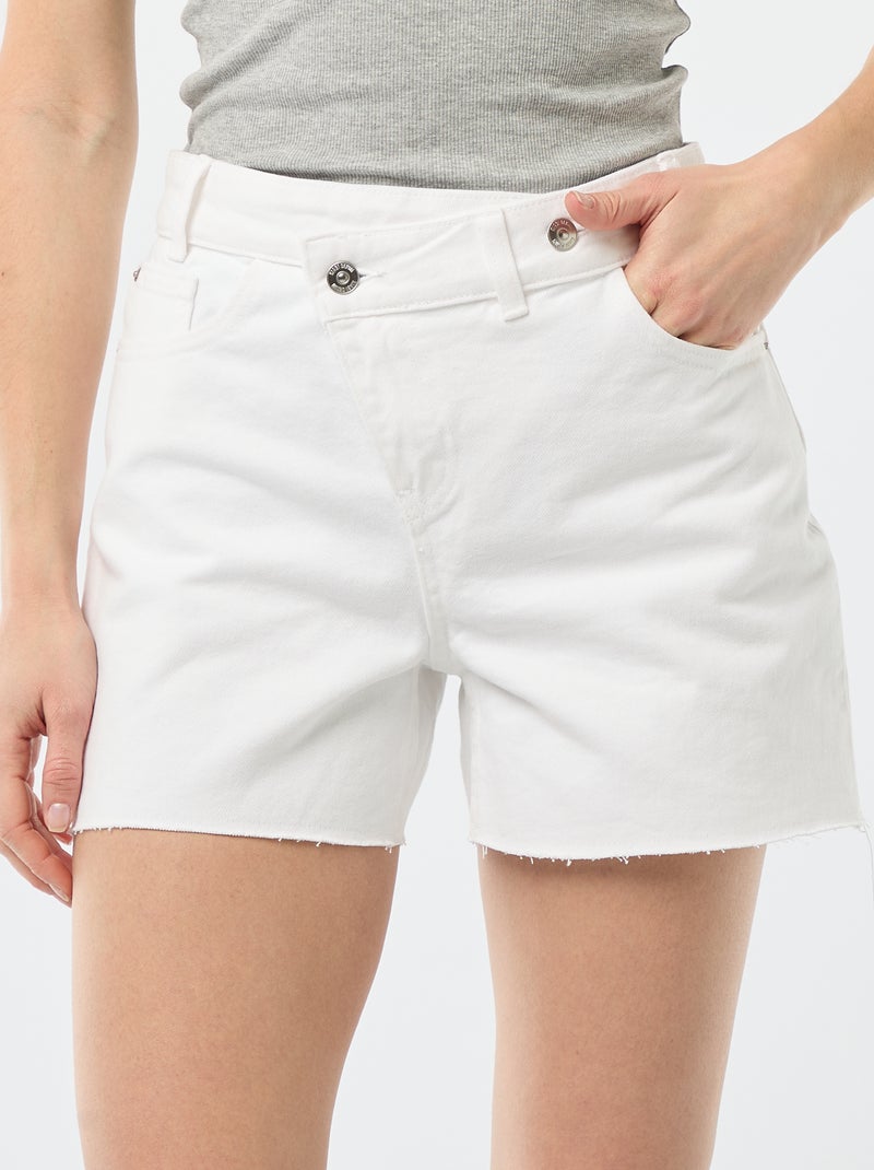 Pantalón corto vaquero de tiro alto Blanco - Kiabi