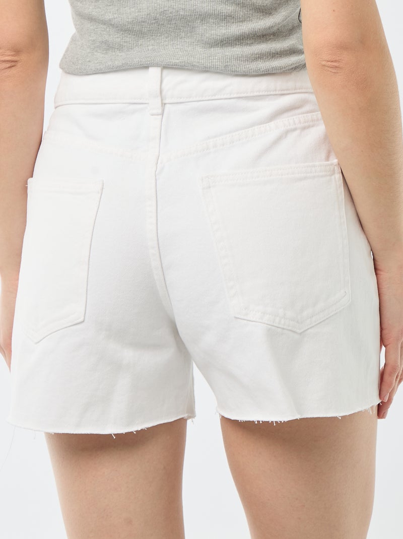 Pantalón corto vaquero de tiro alto Blanco - Kiabi