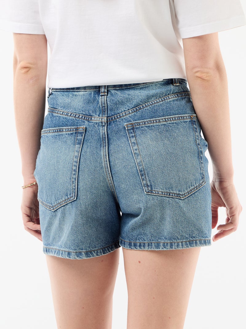Pantalón corto vaquero de tiro alto con cinturón anudable Azul - Kiabi