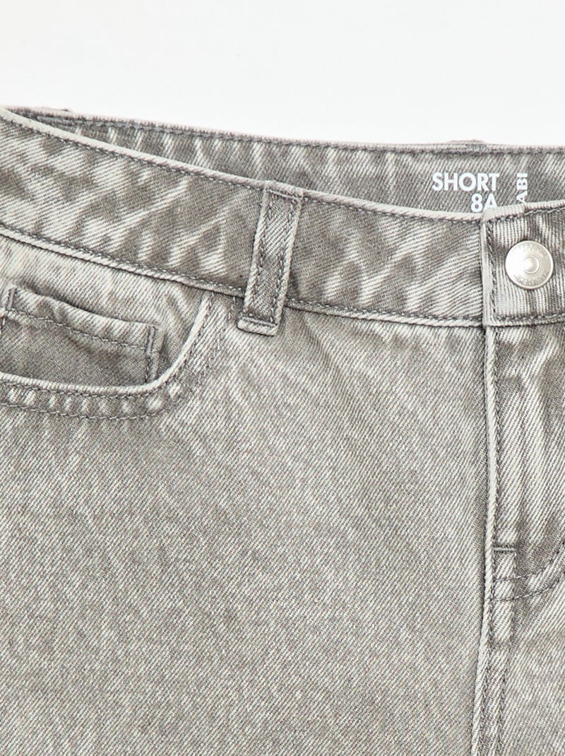 Pantalón corto vaquero de tiro alto Gris - Kiabi