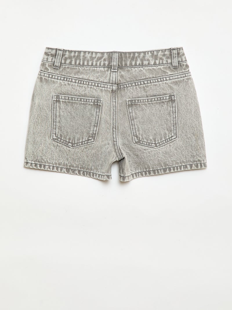 Pantalón corto vaquero de tiro alto Gris - Kiabi