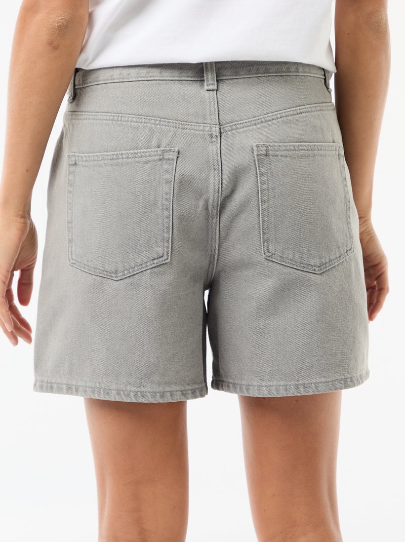 Pantalón corto vaquero de tiro alto Gris - Kiabi