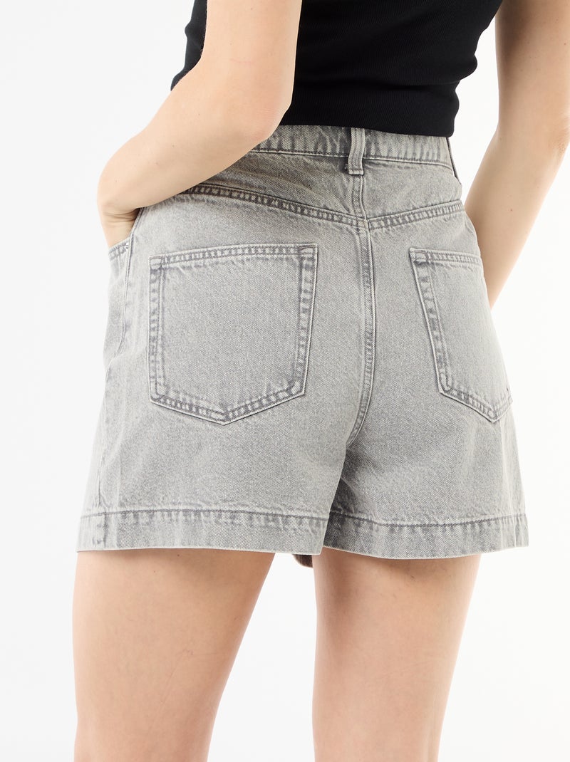 Pantalón corto vaquero de tiro alto Gris - Kiabi