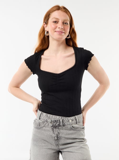 Pantalón corto vaquero de tiro alto - Kiabi