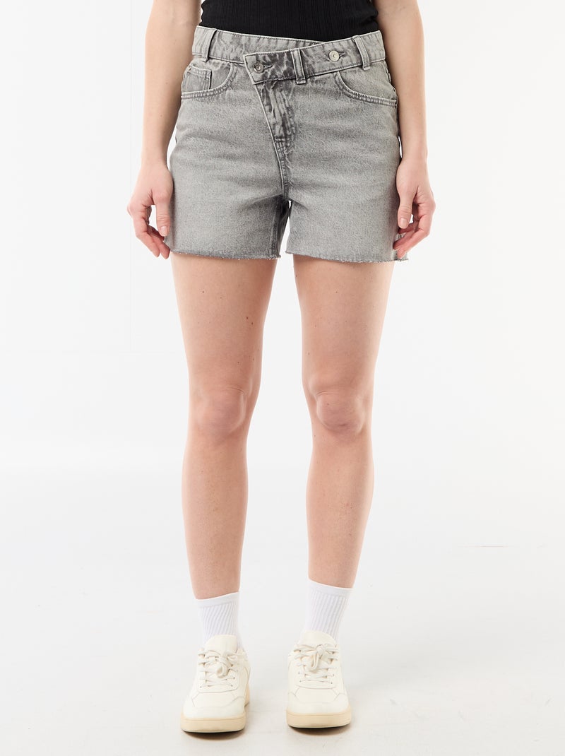 Pantalón corto vaquero de tiro alto Gris - Kiabi