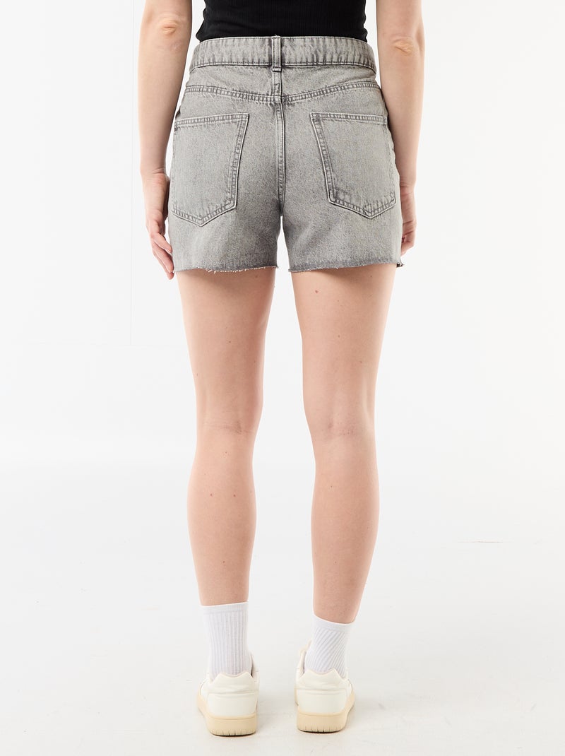 Pantalón corto vaquero de tiro alto Gris - Kiabi