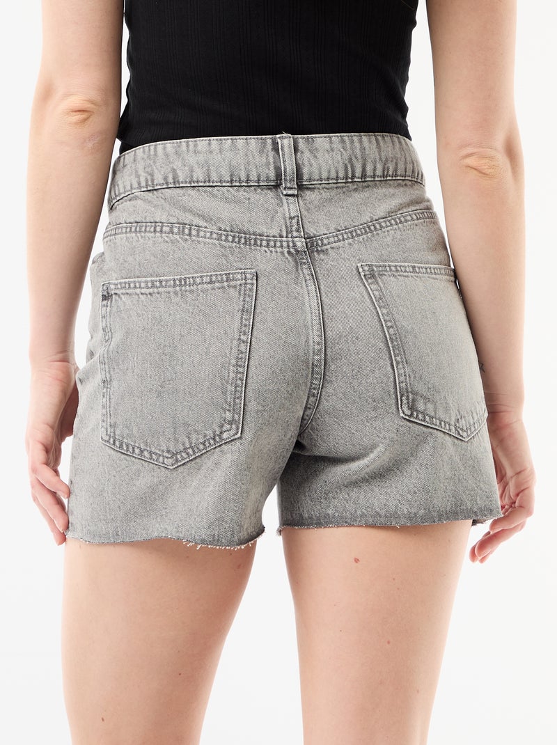 Pantalón corto vaquero de tiro alto Gris - Kiabi